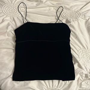 Black velvet cropped tank top